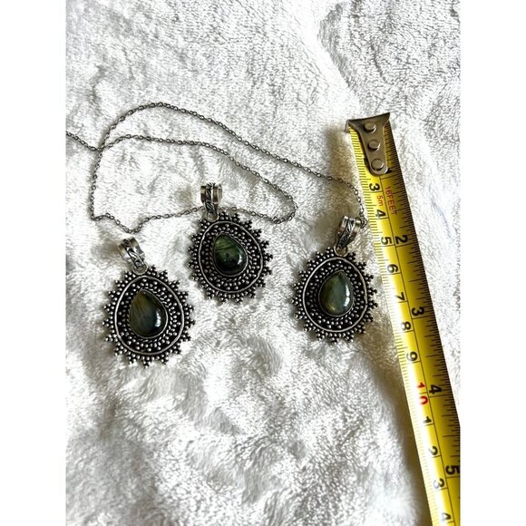 You Choose! 925 Fancy Flash Labradorite Pendant Necklace - Picture 7 of 9